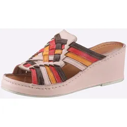 Pantolette GEMINI, Damen, Gr. 42, beige (beige, rot), Glattleder, modisch, Schuhe