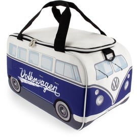 BRISA VW Collection - Volkswagen isolierte Kühl-Wärme-Thermo-Picknick-Lunch-Tasche-Box für Lebensmittel im T1 Bulli Bus Design (Weiß & Blau/25 Liter)