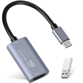 Video Capture Karte, Guermok USB 3.0 HDMI zu USB C Audio Capture Karte, 4K 1080p60fps Capture Geräte für Gaming Live Streaming Video Recorder, funktioniert für Windows Mac OS System für Switch