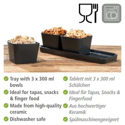 WENKO Snack & Dip Schalen Set Schwarz matt