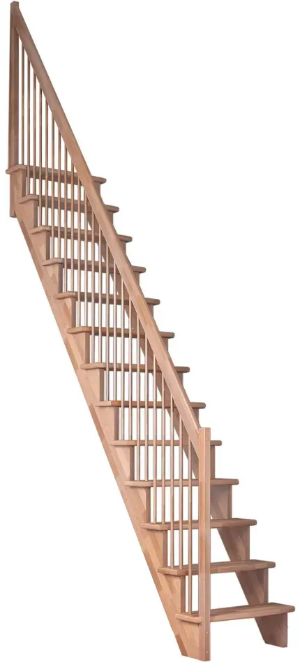 DOLLE Raumspartreppe Wangentreppe Lyon, 65 cm, Buche,Geradelaufend,Holzgeländer links,versiegelt