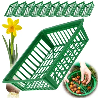 Kadax 10er-Set Pflanzkörbe für Blumenzwiebeln, aus Kunststoff, - 2 Formen - 28 x 26 cm - Kadax