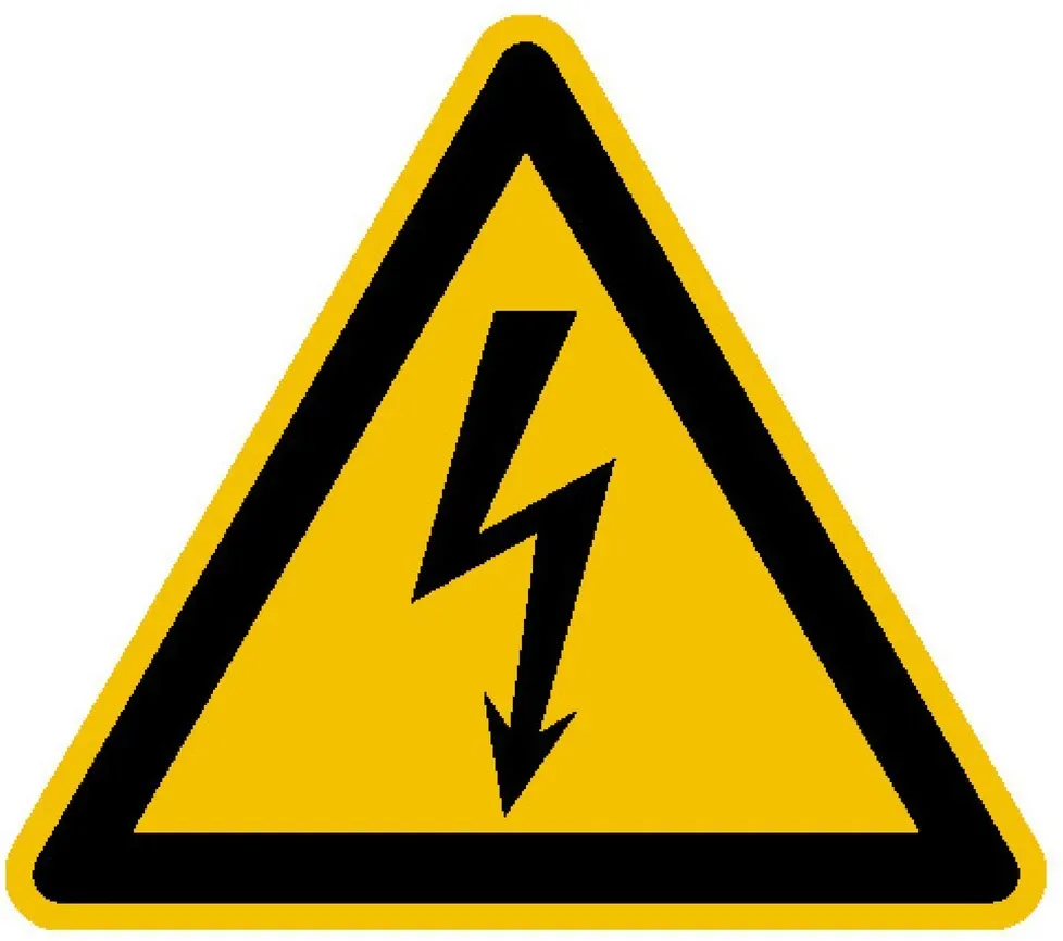 Warnung vor elektischer Spannung, Seitenlänge 15 mm, Folie Rolle