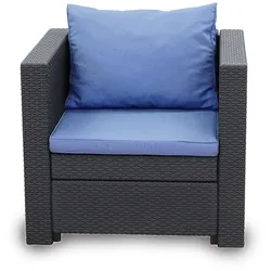 Keter Riviera / Provence Premium Panama Sessel anthrazit mit Kissen blau