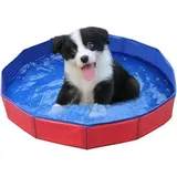 Hundepool,Katzenpool,Hundeplanschbecken,Faltbar Hundepool,30x10 cm Hundepools für Kleine,Hunde Schwimmbecken,PVC,Schwimmbad Für Hund,Pool für Hunde (BlauRot)