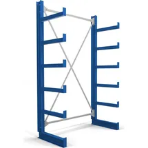 Stier Kragarmregal einseitig 1 Feld mit 5 Ebenen Stahl 1300x2000x500 mm enzianblau