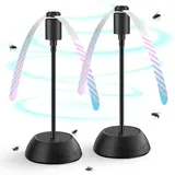 Fancysky Fliegenwedler, 2 Stück Mückenabwehr Outdoor, Fliegenvertreiber, Fliegenwedler für Tische, Fliegenabweisender Ventilator, Fly Repellent Fan mit Haken, Faltbar (Schwarz A-Batterie)