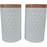 sesua 2er Set Metall Vorratsdosen weiß 19cm mit Deckel Aufbewahrungsdosen Vorrat Dosen