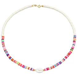 Elli Heishi Perlen Bunt Kauri Muschel 925 Silbe Ketten   Damen 