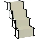 Hundetreppe faltbar, Treppe für Hunde, Auto, verstellbare Rampe, Höhe 56 – 76 cm, für Autos, SUV, LKW, Hunderampe, Auto, faltbar, Rampe für Hunde – 5 Stufen (beige)