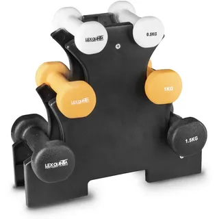 Lex Quinta Hexies - Kurzhantel Set - 6kg (2x1.5, 2x1.0, 2x0.5kg) - mit Ständer - die kleinen Hex Hanteln