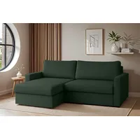 Ecksofa Sofa mit Schlaffunktion BENDIK Stoff Poso Dunkelgrün Ottomane Links - Grün