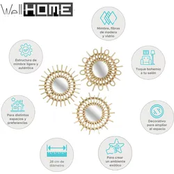 WellHome - 3er-Set Aida-Spiegel, 28 cm Durchmesser