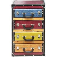 Kobolo Kommode Regal in Kofferoptik - bunt 4 Fächer