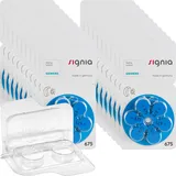 20x Signia Hörgerätebatterien 6er Blister PR44 Blau 24600 + Aufbewahrungsbox