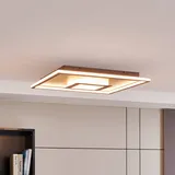 LINDBY LED Deckenlampe Pekela Lindby, dimmbar, braun / rost, für Wohn- / Esszimmer, Aluminium, Modern, LED Deckenleuchte - 60 cm - 60 cm - 7.2 cm
