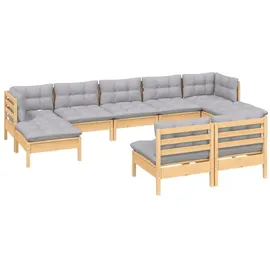 vidaXL Garten-Lounge-Set 9-tlg. grau Kiefernholz