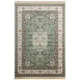 Steffensmeier Kurzflor Teppich Riad | Wohnzimmer | Orient | Pflegeleicht | Kirman Grün, Größe: 135x195 cm