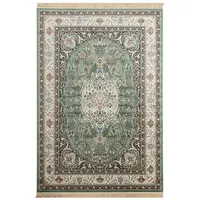 Steffensmeier Kurzflor Teppich Riad | Wohnzimmer | Orient | Pflegeleicht | Kirman Grün, Größe: 135x195 cm