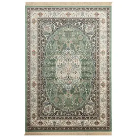 Steffensmeier Kurzflor Teppich Riad | Wohnzimmer | Orient | Pflegeleicht | Kirman Grün, Größe: 135x195 cm