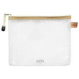 FolderSys PVC-freier Reißverschluß-Beutel B6 transparent/beige, weißer Reiß-