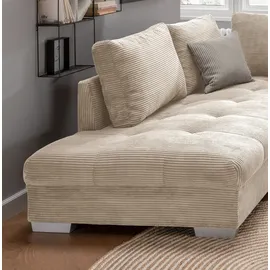 luma-home schönes für dein zuhause Ecksofa modern Schlafsofa Eckcouch Polsterecke L-Form Ottomane links Cord Beige / 17204 - Beige