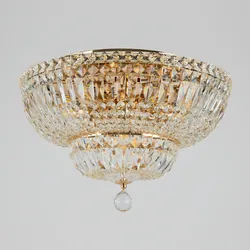 Maytoni Kronleuchter Basfor - Wundervolle runde XXL Gold-farbenes Metall, echte Kristalle für Lobby, Hotel, Restaurants, Theater