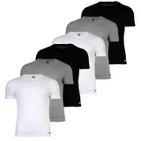 Diesel Herren T-Shirt, 6er Pack - RANDAL, Unterhemd, Rundhals, kurzarm, Baumwolle Schwarz/Grau/Weiß XL