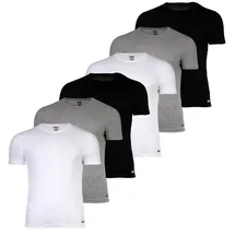 Diesel Herren T-Shirt, 6er Pack - RANDAL, Unterhemd, Rundhals, kurzarm, Baumwolle Schwarz/Grau/Weiß XL
