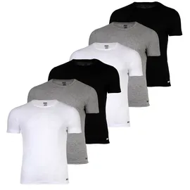 Diesel Herren T-Shirt, 6er Pack - RANDAL, Unterhemd, Rundhals, kurzarm, Baumwolle Schwarz/Grau/Weiß XL