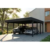 SKANHOLZ Flachdach Doppelcarport 5,46 x 5,55 m anthrazit inkl. Pfostenanker