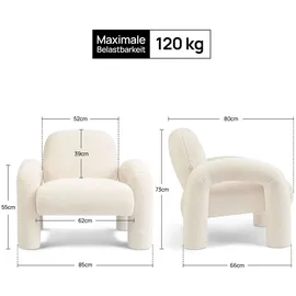 Makika Loungesessel Einzelsofa Lia aus Bouclé in Weiß