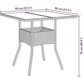vidaXL 3-tlg. Garten-Essgruppe mit Kissen Beige Poly Rattan und Glas