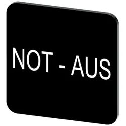 Siemens 3SU19000AF160AS0 Bezeichnungsschild 22x22mm, Schild schwarz, Beschriftung: Not-Halt - 10 Stück