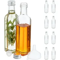 Relaxdays Flaschen zum Befüllen, 10er Set, leere Glasflaschen, für