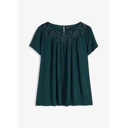 bonprix Bluse mit Spitze, grün, 40