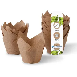 BIOZOYG 267 Stück Minikuchenförmchen Ø 5 cm Einwegform, Papierform, kompostierbar, rund für Cupcakes, Backförmchen
