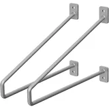ML DESIGN modern living ML-Design 2 Stück Regalhalterung, 265 mm, Silber, aus Stahl, Haarnadel Regalhalterungen, Schwebe Regalwinkel, Hairpin Wandhalterung, Regalträger für Wandmontage, Industrielle Wandregal, Wandkonsole