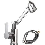 Billg Waschtischarmatur 1080° Drehbar, Wasserhahn Bad mit 2 Wasserstrahlarten, Einhebelmischer, Roboterarm-Design, Ventilkern aus Vollkupfer, Warm- und Kaltwasser, Für Badezimmer und Küchen