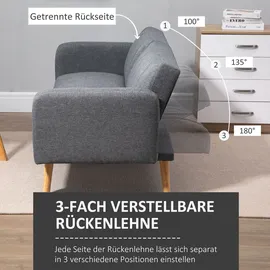 Homcom Schlafsofa Polyester 2-Sitzer Grau
