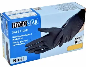 HYGOSTAR® Nitrilhandschuhe Safe Light, puderfrei, schwarz, Einweghandschuh ist sehr komfortabel und elastisch, mit Rollrand, 1 Packung = 100 Stück, Größe S