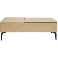 Miliboo Hochklappbarer Couchtisch aus hellem Holz und schwarzem Metall