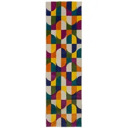 Bunter & langlebiger Teppich mit Retro-geometrischem Muster - `Quaggy` Serie. 66x230 cm | Kadima Design
