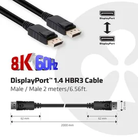 Club 3D DisplayPort-Kabel 2 m Schwarz