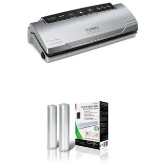 CASO VC 10 Vakuumierer (1340) / 30 cm lange Schweißnaht / natürliches Aufbewahren ohne Konservierung + CASO Profi- Folienrollen 20x600 cm (1221) / 2 Rollen für alle Balken Vakuumierer geeignet / Kochfest