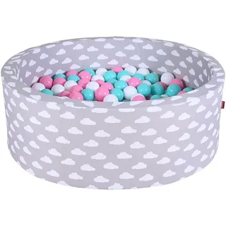 Knorrtoys Bällebad Soft grey/white clouds inkl. 300 Bällen rose/creme/lightbue