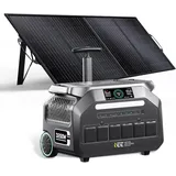 IEE 3200W Solargenerator P3200 mit 400W Solarpanel, 2048Wh Tragbare Powerstation, LiFePO4 Akku, 0–80% in 45 Min.Laden, APP, 16 Anschlüsse, Portable Power Station für Camping/Wohnmobile/Notstrom