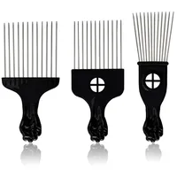 luxuskollektion 3 Stück Afro Haarkamm Metall Breiter Zahn Haarpickkamm Set