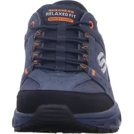 SKECHERS Oak Canyon Consistent Winne Herren-Sneaker, freihändig, Marineblaues Leder, Textil, orangefarbener Besatz, 43 EU