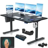 Kesser KESSER® Höhenverstellbarer Schreibtisch elektrisch Ergonomisch Steh-Sitz Schreibtisch 3-Funktions-Memory Steuerung Inkl. 360° Rollen & USB-Ladeanschluss Computertisch für Homeoffice